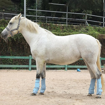 Adjustable Horse Fly Boots Set of 4, Equine Leg Protection Reduce Stomping, Breathable Mesh Fly Boots for Horses, Horse Leggings Leg Guards