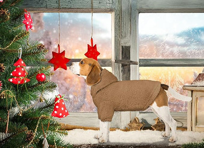 Fuzzy Dog Sweaters for Medium Dogs Dog Hoodie Sweater Clothes Warm Soft Cozy Pet Coats Hooded Sweatshirt Medium Pet Hoodie(Coffee-M)