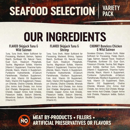 Wellness CORE Signature Selects Variety Pack Adult Canned Wet Cat Food, Natural, Protein Rich, Grain Free, Seafood Recipes, 2.8 oz, Pack of 8 Cans