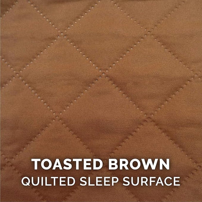 Furhaven Cooling Gel Dog Bed for Medium/Small Dogs w/ Removable Bolsters & Washable Cover, For Dogs Up to 35 lbs - Quilted Sofa - Toasted Brown, Medium
