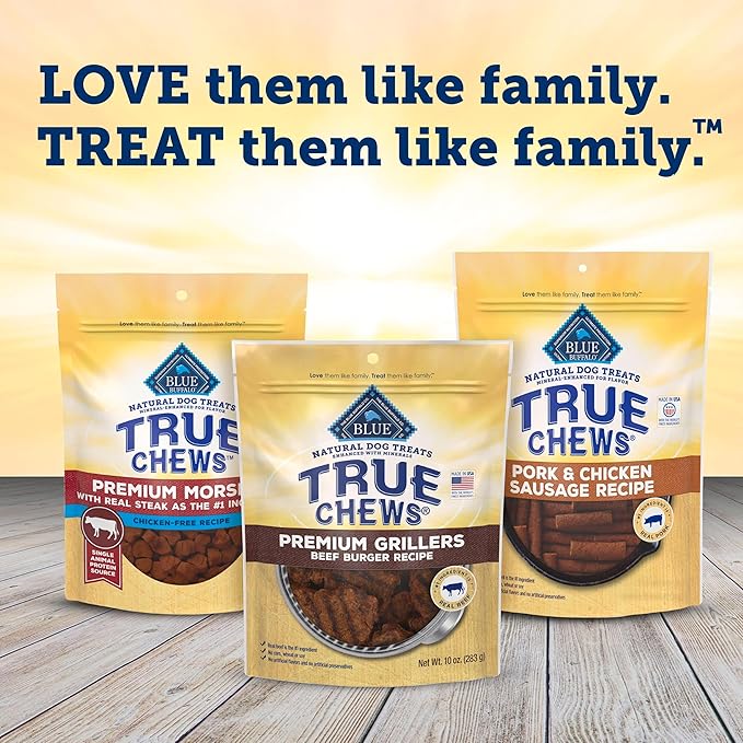 Blue Buffalo True Chews Dog Treats, Made in the USA with Natural Ingredients, Beef Burger Recipe, 10-oz Bag