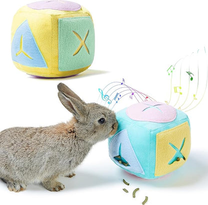 2pcs Large Rabbit Foraging Toy with Bell, Washable Puzzle Feed Game Rabbit Toy for Bunnies Boredom, Snuffle Ball Treat Dispenser Bunny Enrichment Toys, Bunny Toys for Indoor Bunnies (Random Color)