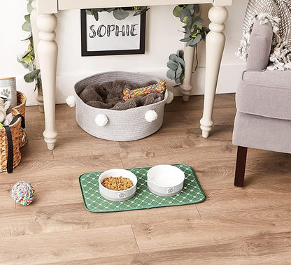 Bone Dry Machine Washable, Ultra Absorbent Pet Mat, 10x18, Hunter Green Trellis Print