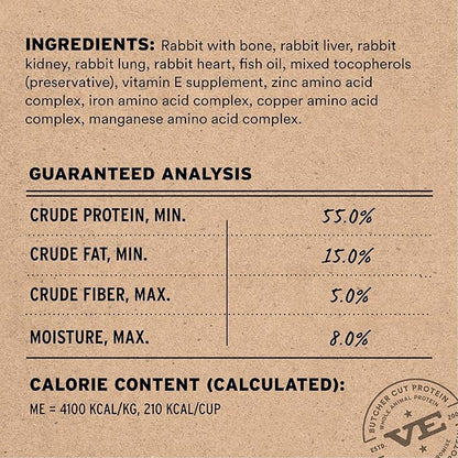 Vital Essentials Freeze Dried Dog Food, Raw Rabbit Crunchy Mini Nibs | Complete Meal or Topper | 96% Rabbit, Organs & Bone | Limited Ingredient, High Protein, Grain Free Dry Dog Food | 5.5 oz Bag