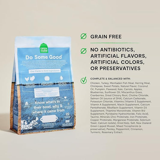 Open Farm, Grain-Free Dry Dog Food for Small Breeds, High-Protein Kibble, Sustainably & Ethically Sourced Ingredients, Non-GMO Veggies & Superfoods, Chicken & Turkey Recipe for Small Dogs, 4lb Bag