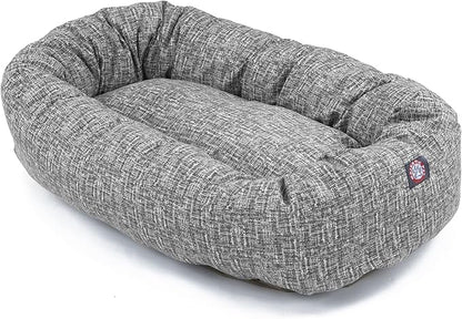 Majestic Pet 32 Inch Bagel Calming Dog Bed Washable – Cozy Soft Round Dog Bed with Spine Support for Dogs to Rest Their Head - Fluffy Donut Puppy Mat 32x23x7 (Inch) Medium – Lt. Black