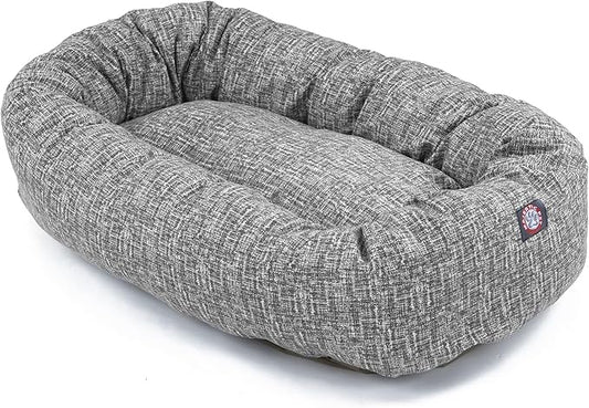 Majestic Pet 32 Inch Bagel Calming Dog Bed Washable – Cozy Soft Round Dog Bed with Spine Support for Dogs to Rest Their Head - Fluffy Donut Puppy Mat 32x23x7 (Inch) Medium – Lt. Black