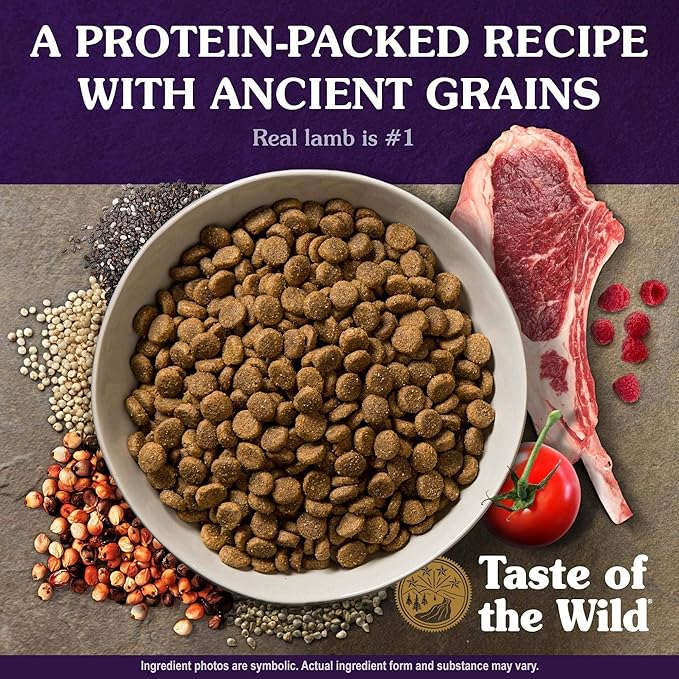 Taste of the Wild with Ancient Grains Ancient Mountain Canine Recipe with Roasted Lamb Dry Dog Food, Made with High Protein from Real Lamb and Guaranteed Nutrients and Probiotics 5lb
