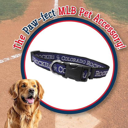 MLB Colorado Rockies Licensed PET COLLAR- Heavy-Duty, Strong, and Durable Dog Collar. Available in 29 Baseball Teams and 4 Sizes