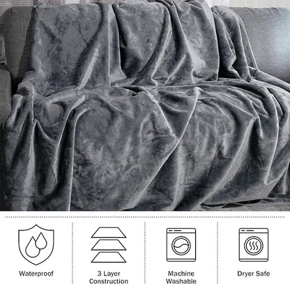 Lavish Home Waterproof Blanket - 80x80 King-Size Blanket for Kids, Pets, and Outdoors - Throw for Bed, Couch, Chair and Car (Gray)