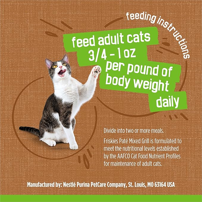 Friskies Purina Wet Cat Food, Pate Mixed Grill - (Pack of 48) 5.5 oz. Cans