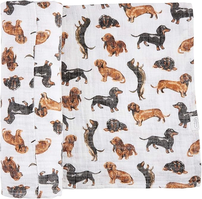 Mud Pie Dachshund Print Baby Swaddle Blanket, 47" x 47"