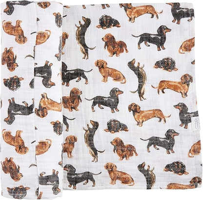 Mud Pie Dachshund Print Baby Swaddle Blanket, 47" x 47"