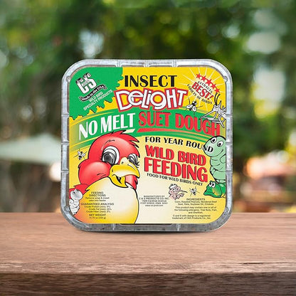 C&S Insect Delight No Melt Suet Dough, Suet Cakes for Wild Birds Including Robins, Blue Jays, Woodpeckers, Wrens, Bluebirds and More, 11.75 Ounces, Pack of 8