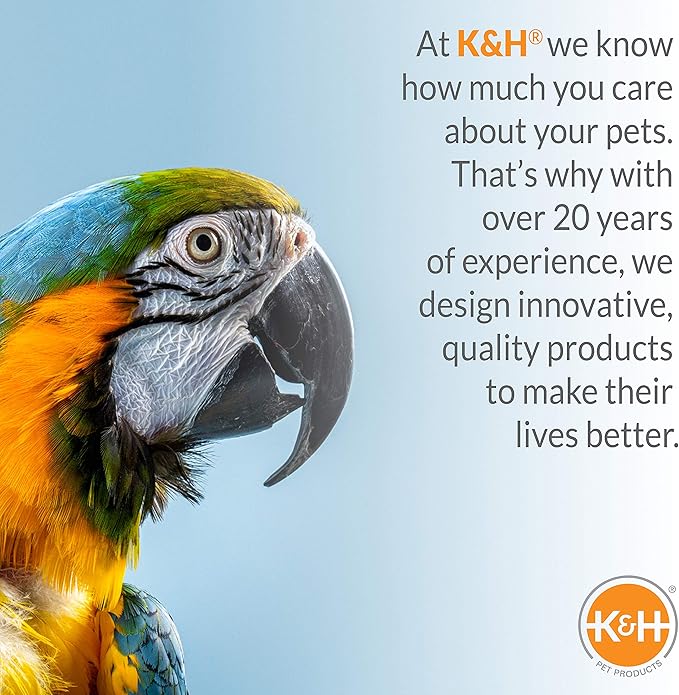 K&H Pet Products Snuggle-Up Bird Cage Heater, Bird Cage Accessory, Exotic Avian Warming Panel for Medium/Large Exotics Like Parrot, Cockatoo, Macaw, African Gray - Large 7 X 4in Gray 12V