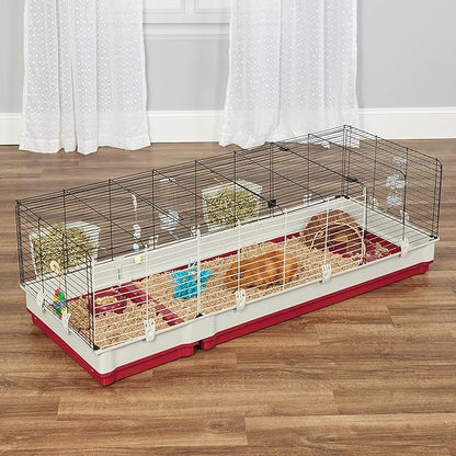 Midwest Homes for Pets Deluxe Rabbit & Guinea Pig Cage, XX-Large, White & Red