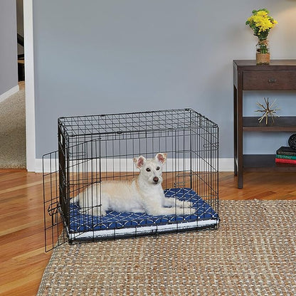 MidWest Homes for Pets Quiet Time Couture Paxton Dog Bed, Blue & Fleece with Removable Pillow Cover, Blue, 30"