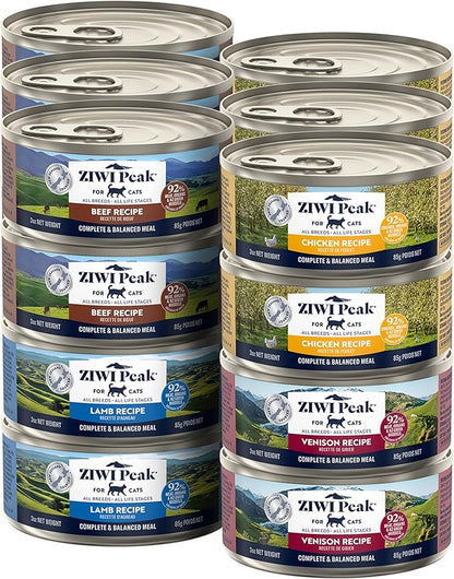 ZIWI Peak Wet Cat Food Variety Pack - Beef, Chicken, Lamb, Venison, 24 Pack (3oz Each)