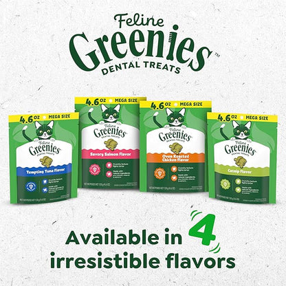 Greenies Cat Treats, Veterinarian-Recommended Adult Natural Dental Cat Treats, Tempting Tuna Flavor, 21 oz. Tub