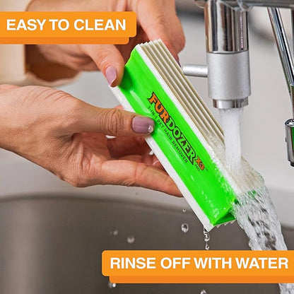 FurDozer Pet Hair Remover & Auto Detailing Tools - Cat & Dog Hair Remover for Carpets, Car Interiors, Couches, Bedding, & Pet Furniture (Green, X3 PRO - 5" Long)