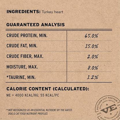 Vital Essentials RAW BAR Freeze-Dried Raw Turkey Hearts Dog Treats | Single Ingredient | Premium Quality | Grain Free Training Treats for Dogs, 1.6 oz Bag