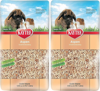 Kaytee Aspen Small Animal Pet Bedding for Pet Guinea Pigs, Rabbits, Hamsters, Gerbils, and Chinchillas, 19.7 Liters (Pack of 2)