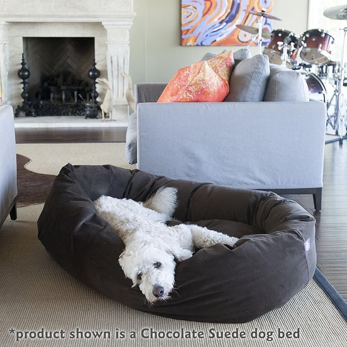 Majestic Pet Dog Bed, 24x19x7in, Rust - Soft Round Pet Bed with Spine Support, Calming Donut Bed for Small Dogs, Washable, High-loft Polyester Fill, Waterproof Base, 300/600 Denier