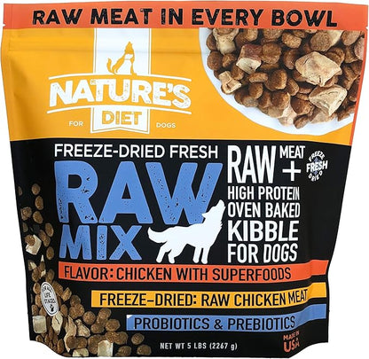 Nature's Diet Raw Mix Kibble with Freeze-Dried Chicken, Superfoods and Probiotics