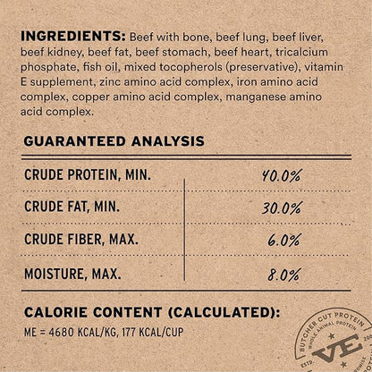 Vital Essentials Freeze Dried Dog Food, Raw Beef Soft Nibs | Complete Meal or Topper | 98% Beef, Organs & Bone | Limited Ingredient, High Protein, Grain Free Dry Dog Food | 14 oz Bag