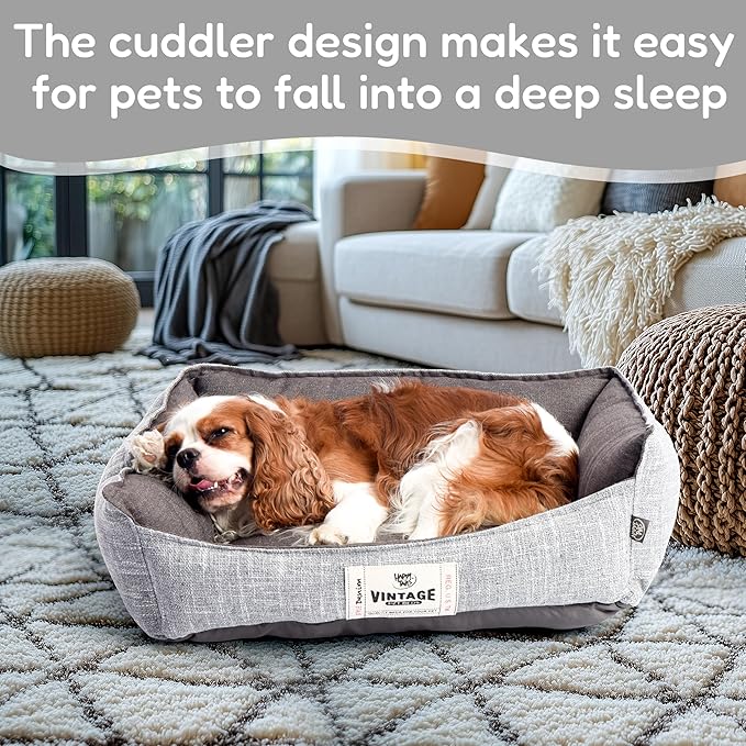 FluffyDream Small Dog Bed, Super Soft Pet Bed Furniture, Suitable for Dogs Up to 30lbs, 24'' x 20'', Grey
