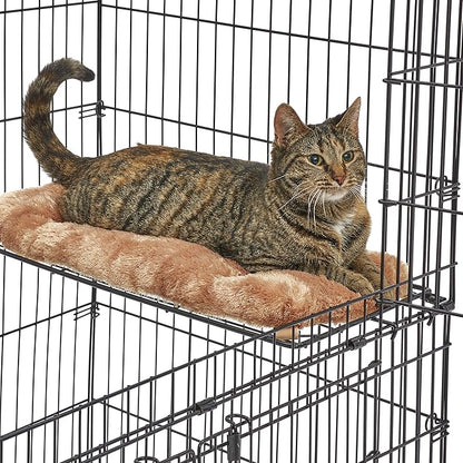 MidWest Homes for Pets Folding Metal Indoor Cat Playpen, Cage Includes Locking Wheels, 3 Platforms, Removable Tray, Plush Bed, Suited for 1-3 Cats
