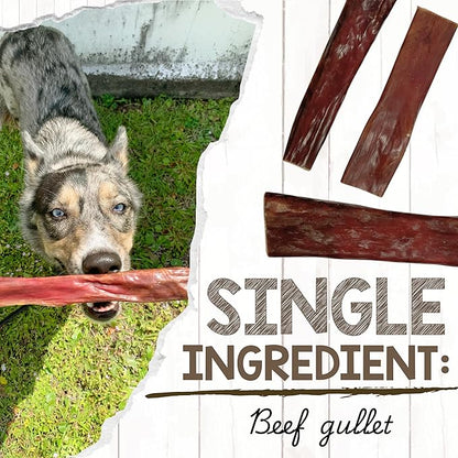 Nature Gnaws Beef Gullet Chews for Large Dogs 9-10" (20 Count) - Natural Beef Jerky Stick Dog Chew Treats - Rawhide Free