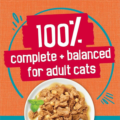 Friskies Purina Wet Cat Food Tasty Treasures with Chicken and Tuna in Gravy (Scallop Flavor) - (Pack of 48) 5.5 oz. Cans