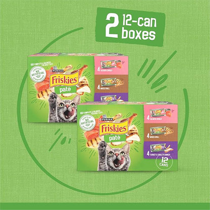 Friskies Purina Wet Cat Food Pate Variety Pack Salmon Dinner, Turkey and Giblets Dinner and Mixed Grill - 5.5 oz. Cans (Pack of 48)