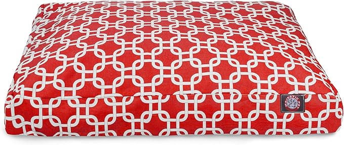 Red Links Large Rectangle Indoor Outdoor Pet Dog Bed With Removable Washable Cover By Majestic Pet Products