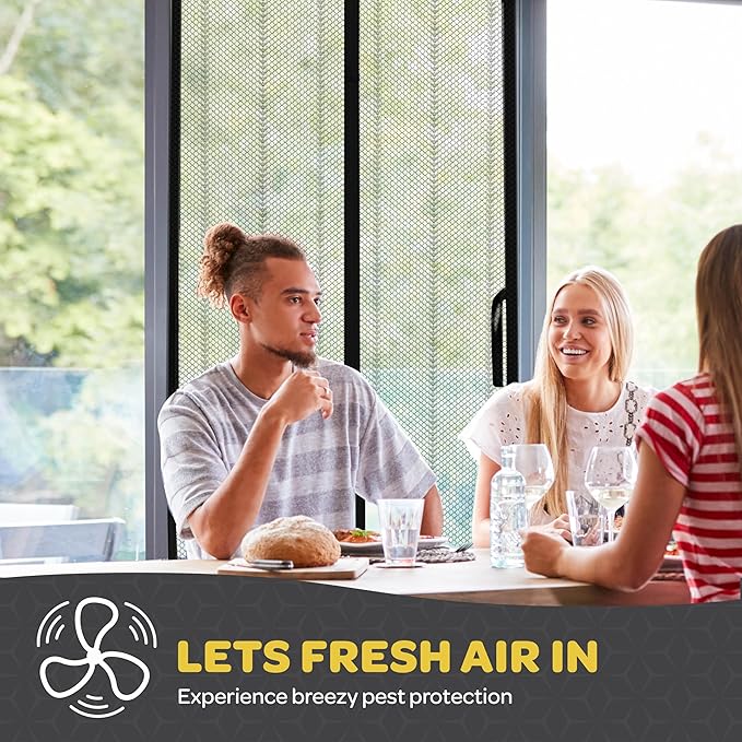 Hands-Free Magnetic Screen Door, Heavy Duty, Self Sealing Screen Door Mesh Protector, Pet and Kid-Friendly, Stay-Open Buckle, Keeps Bugs Out While Letting Nature in, Fits Door Size (34" x 82")