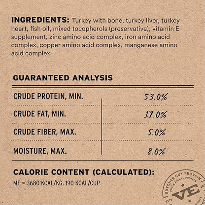 Vital Essentials Freeze Dried Dog Food, Raw Turkey Crunchy Mini Nibs | Complete Meal or Topper | 96% Turkey, Organs & Bone | Limited Ingredient, High Protein, Grain Free Dry Dog Food | 25 oz Bag
