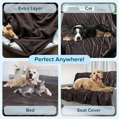 PETMAKER Dog Blanket - 60x70in Reversible Sherpa Blanket - Throw Blankets for Bed, Couch, or Car - Machine Washable Puppy Essentials (Charcoal)