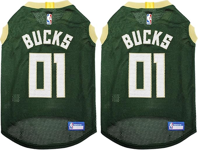 NBA Milwaukee Bucks Dog Jersey, Medium - Tank Top Basketball Pet Jersey (Pack of 2)