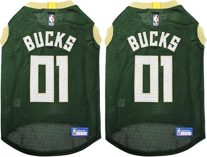 NBA Milwaukee Bucks Dog Jersey, Medium - Tank Top Basketball Pet Jersey (Pack of 2)