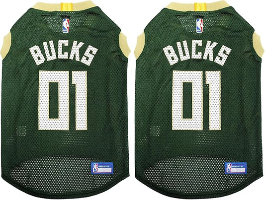 NBA Milwaukee Bucks Dog Jersey, Large - Tank Top Basketball Pet Jersey (Pack of 2)
