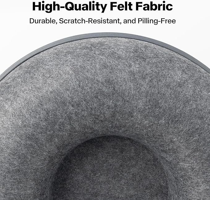 Pawise Peekaboo Cat Cave Donut Tunnel Bed, Cat Tunnel Bed,Convertible Felt Cats Cave for Indoor Catty, Comes with Random Catty Teaser Wand & Cat Collar(Large)