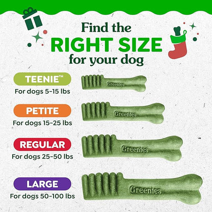 Greenies Veterinarian-Recommended, Limited-Edition Natural Dental Dog Treats Teenie Size, Gingerbread Flavor, 6 oz. Pack, 22 Count