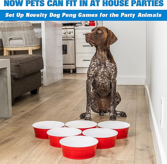 Party Dog Disposable Red Cup Style Pet Food Bowls for Cats and Dogs - Large and Small Sizes