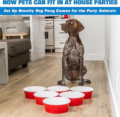 Party Dog Disposable Red Cup Style Pet Food Bowls for Cats and Dogs - Large and Small Sizes