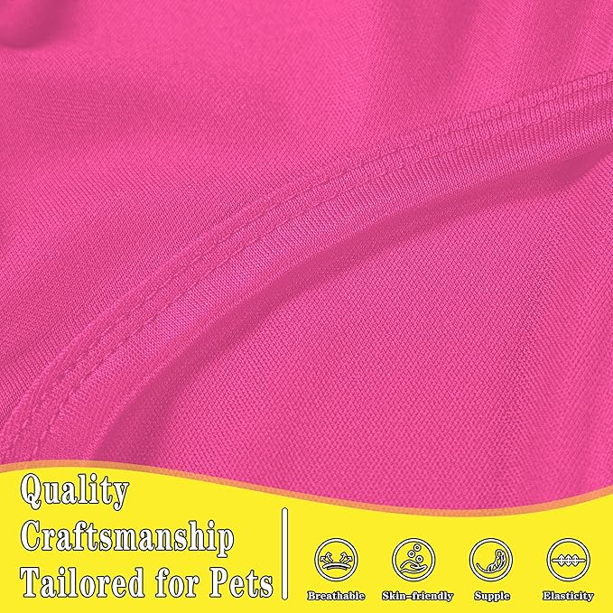 2 Pack Solid Color Dog Shirts - Lightweight, Quick Dry, Breathable Pet T-Shirts for Small to Large Dogs - Stretchy, Durable, Ideal for All Seasons and Holidays.Rose red&Yellow M