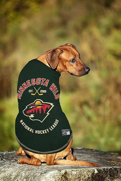 NHL Minnesota Wild Tee Shirt for Dogs & Cats, X-Small. - Are You A Hockey Fan? Let Your Pet Be An NHL Fan Too!