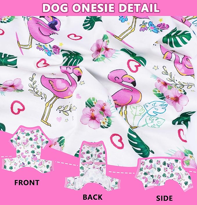 Dog Pajamas Summer Dog Clothes for Small Medium Dogs Boy Girl Doggy Pjs Cute Doggie Onesie Breathable Puppy Clothes Soft Stretchy Cat Pet Outfit (Pink, Large)