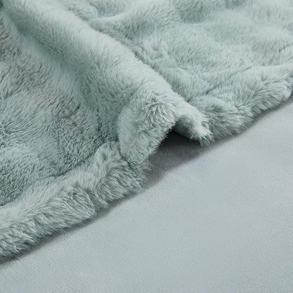 Modern Threads Water-Resistant Faux Rabbit Fur Pet Blanket for Dogs & Cats – Ultra-Soft Couch, Bed & Crate Protector, 40x50 Light Blue