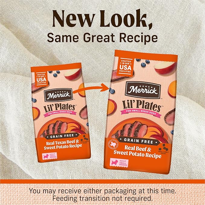 Merrick Lil’ Plates Premium Grain Free Dry Dog Food For Small Dogs, Real Texas Beef And Sweet Potato Kibble - 20.0 lb. Bag